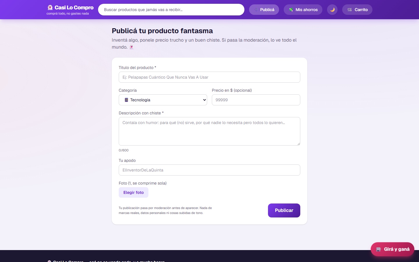 Casi Lo Compro — publicar producto de la comunidad